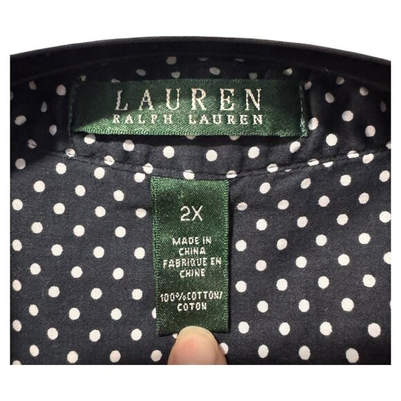 Lauren Ralph Lauren 2X‎ Womens Polka Dot Button Up Shirt - Picture 2 of 5